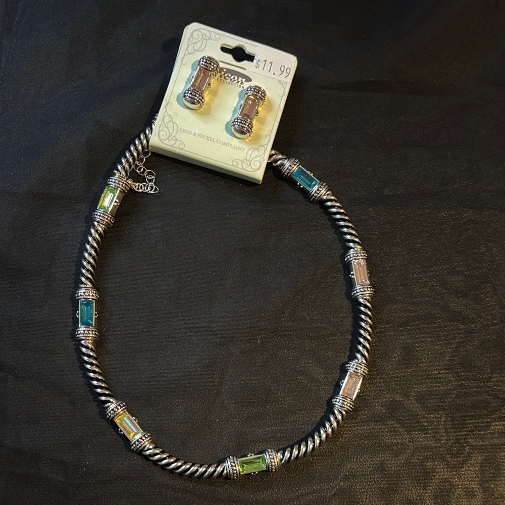 Silver Twisted Multi Choker Necklace